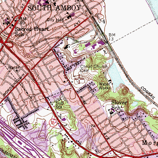 Topographic Map of Christ Church Cemetery, NJ