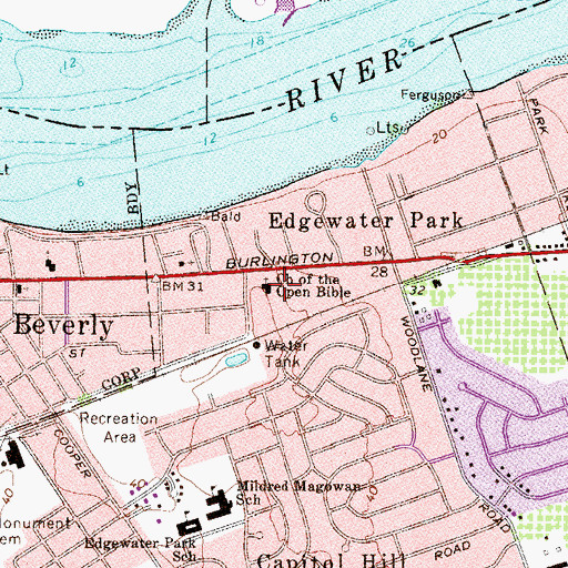 Topographic Map of Church of the Open Bible, NJ