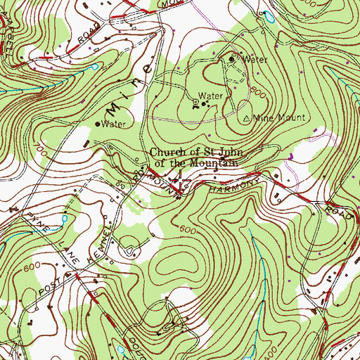 Topographic Map of Church of Saint John of the Mountain, NJ