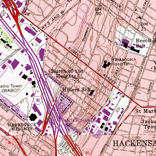 Topographic Map of Church of the Heights, NJ