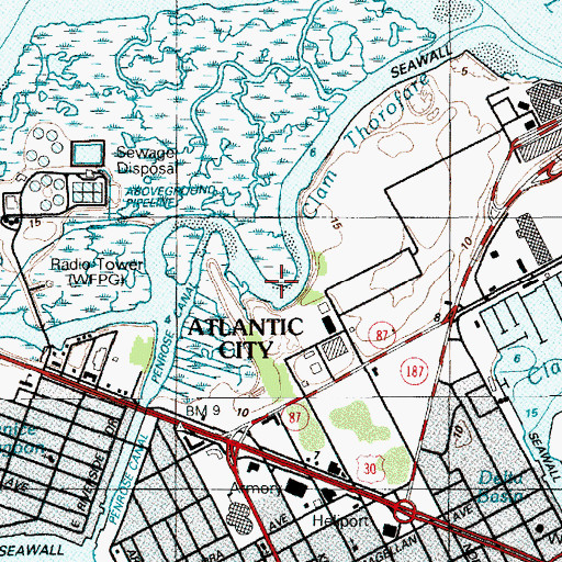 Topographic Map of Clam Thorofare, NJ