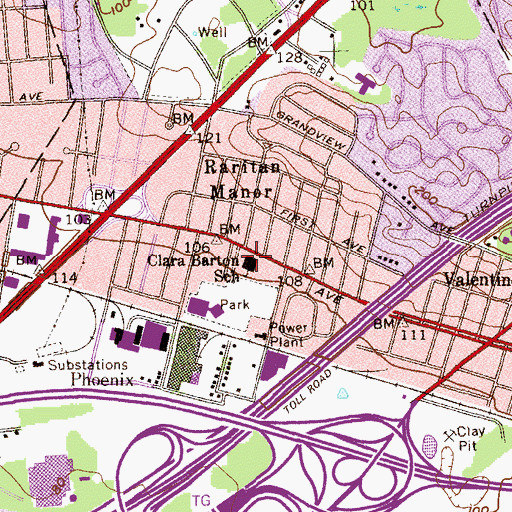 Topographic Map of Clara Barton Grade School (historical), NJ