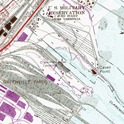 Topographic Map of Claremont Terminal, NJ