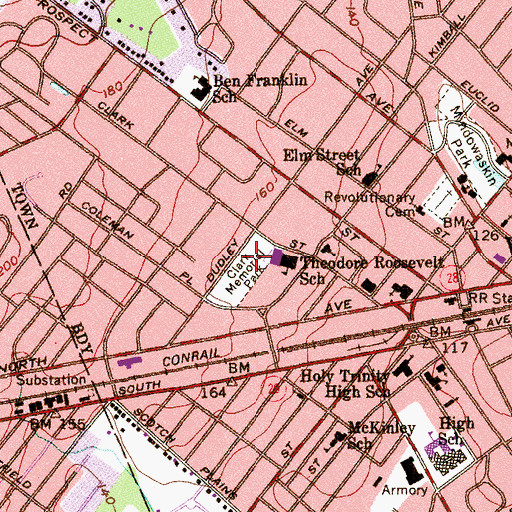 Topographic Map of Clark Memorial Park, NJ