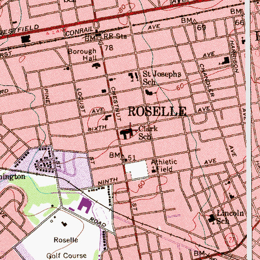 Topographic Map of Abraham Clark High School, NJ