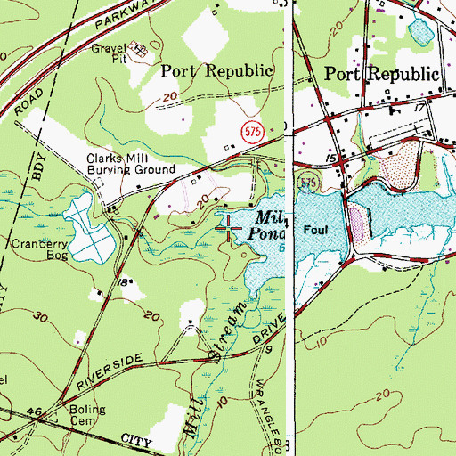 Topographic Map of Clarks Mill Stream, NJ