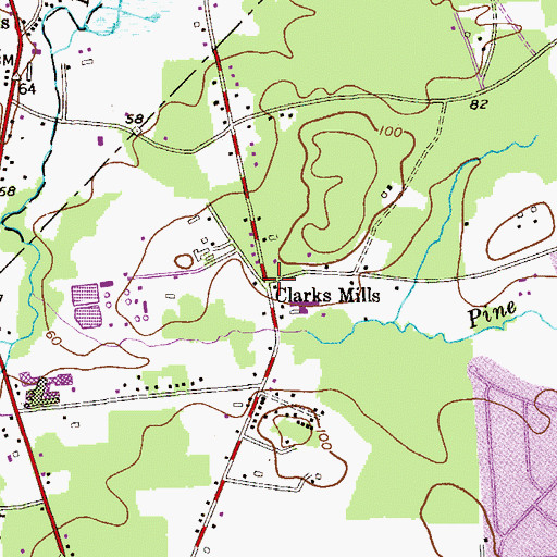 Topographic Map of Clarks Mills, NJ