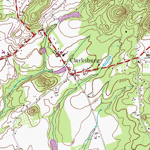 Topographic Map of Clarksburg, NJ
