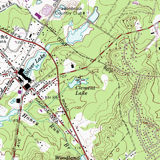 Topographic Map of Clement Lake, NJ