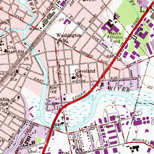 Topographic Map of Grover Cleveland Elementary School, NJ