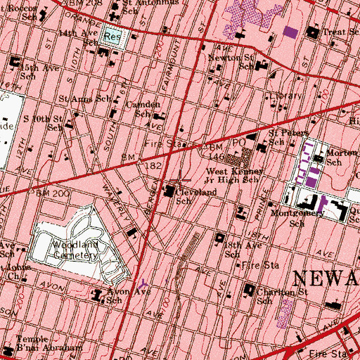Topographic Map of Cleveland Elementary School, NJ