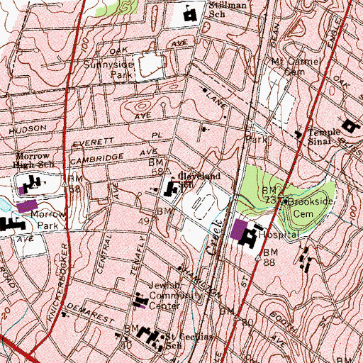 Topographic Map of Cleveland Elementary School, NJ