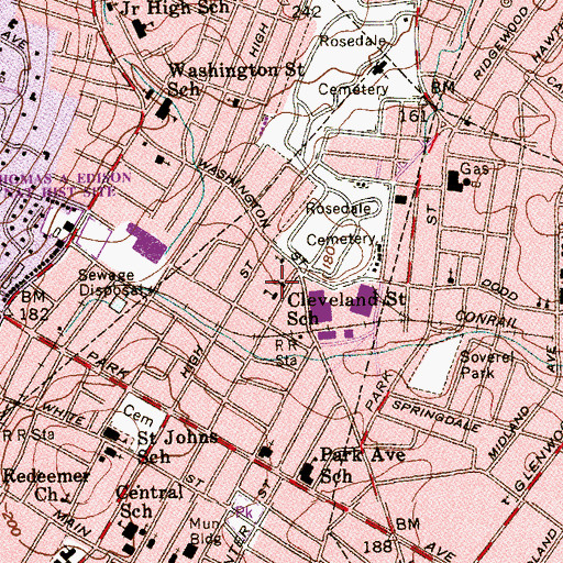 Topographic Map of Cleveland Street School, NJ