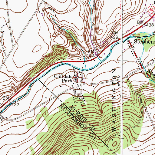Topographic Map of Cliffdale Park, NJ
