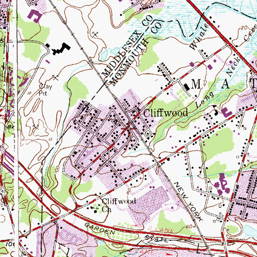 Topographic Map of Cliffwood, NJ