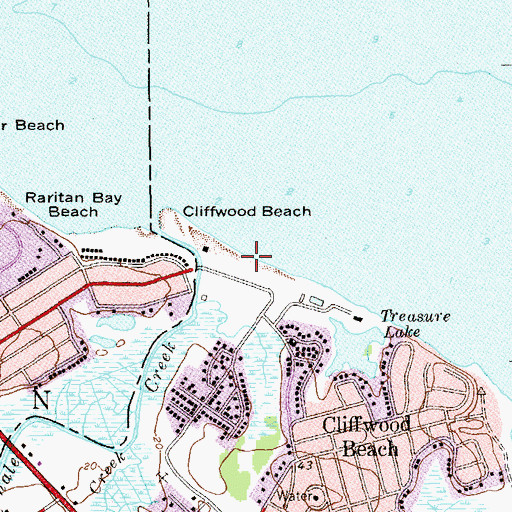 Topographic Map of Cliffwood Beach, NJ