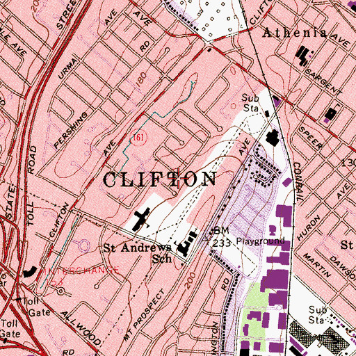 Topographic Map of Clifton, NJ