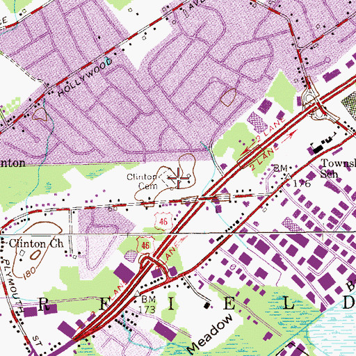 Topographic Map of Clinton Cemetery, NJ