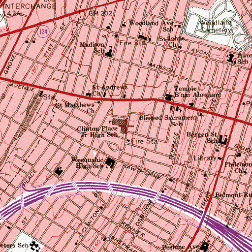 Topographic Map of University High School, NJ