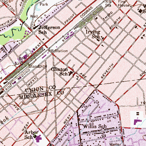 Topographic Map of Clinton Elementary School, NJ