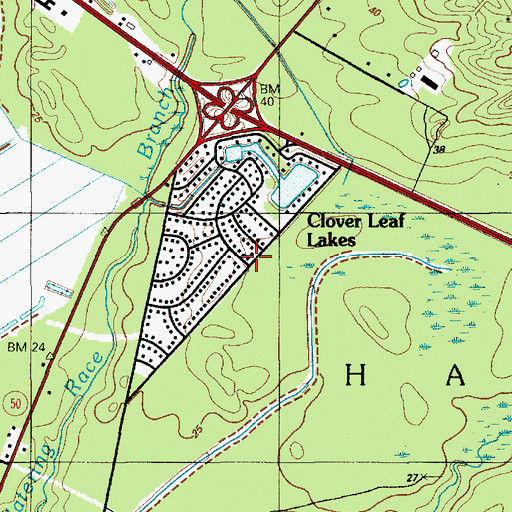 Topographic Map of Clover Leaf Lakes, NJ