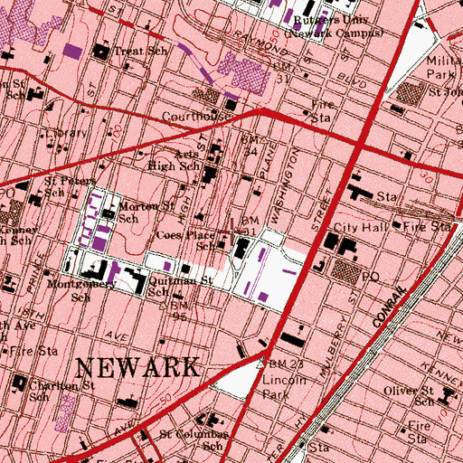 Topographic Map of Coes Place School, NJ