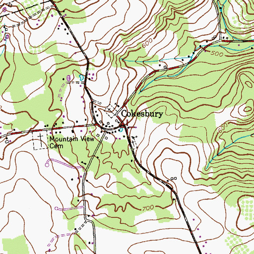 Topographic Map of Cokesbury, NJ