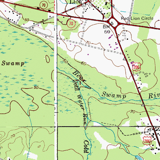 Topographic Map of Cold Water Run, NJ