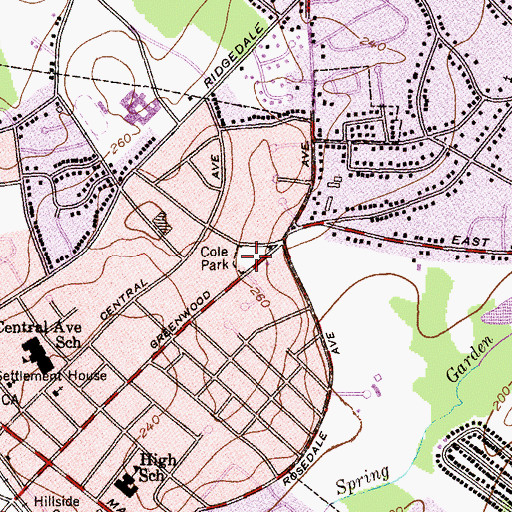 Topographic Map of Cole Park, NJ