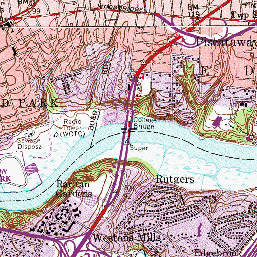 Topographic Map of Morris Goodkind Bridge, NJ