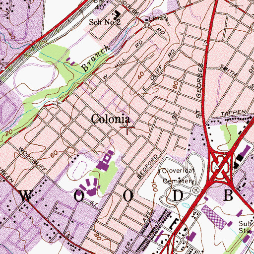 Topographic Map of Colonia, NJ