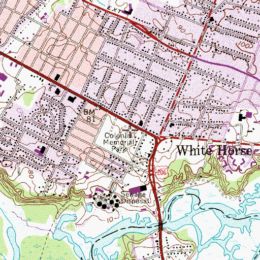 Topographic Map of Colonial Memorial Park, NJ