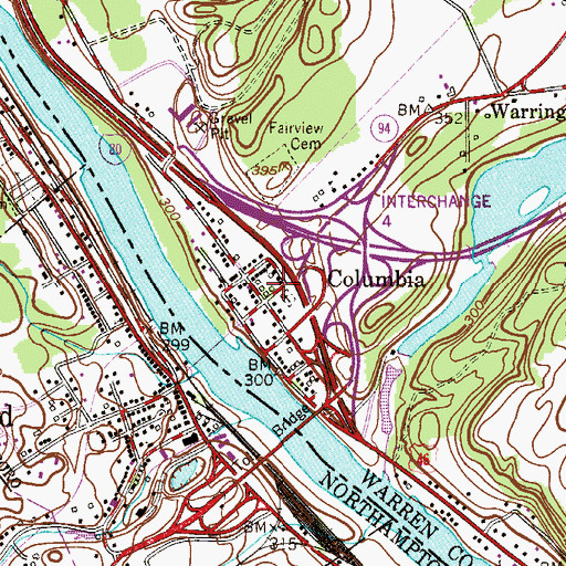 Topographic Map of Columbia, NJ