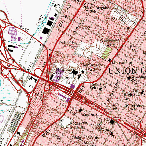 Topographic Map of Columbia Park, NJ