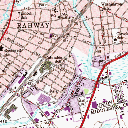 Topographic Map of Columbia Grade School (historical), NJ