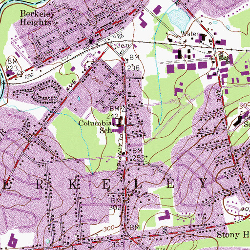 Topographic Map of Columbia Middle School, NJ