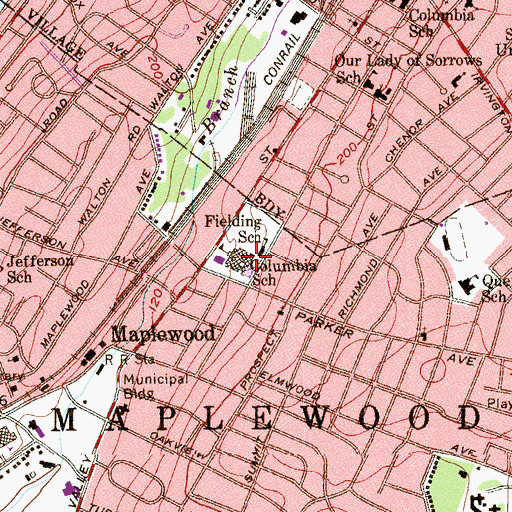 Topographic Map of Columbia High School, NJ