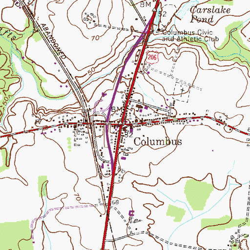 Topographic Map of Columbus, NJ