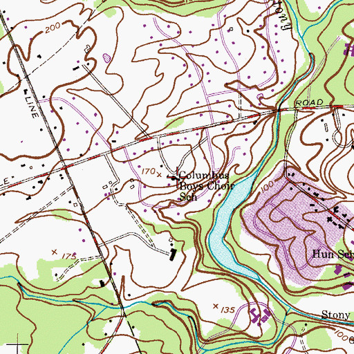 Topographic Map of American Boychoir School, NJ