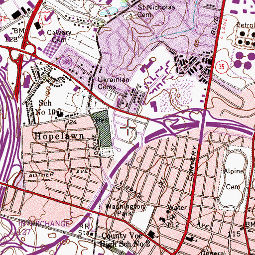 Topographic Map of Columbus Park, NJ