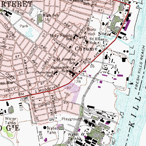 Topographic Map of Columbus Elementary School, NJ