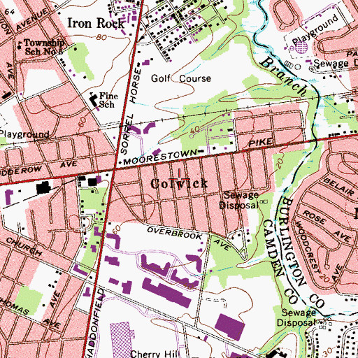 Topographic Map of Colwick, NJ