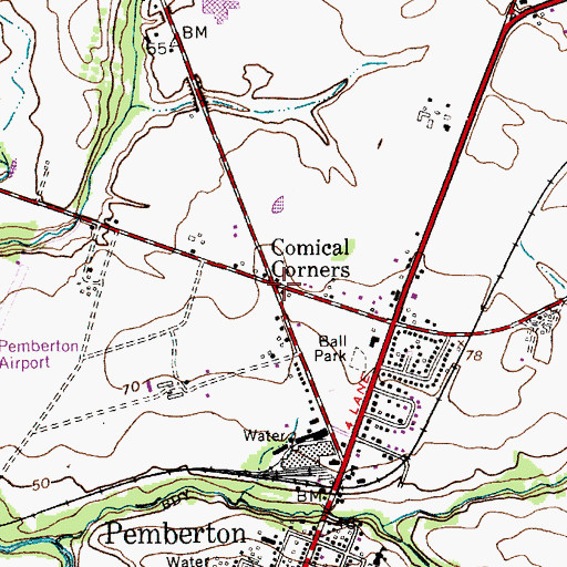 Topographic Map of Comical Corners, NJ