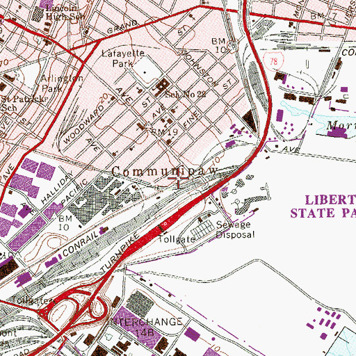 Topographic Map of Communipaw, NJ