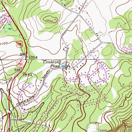 Topographic Map of Conkling Pond, NJ