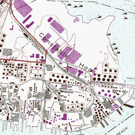 Topographic Map of Constable Hook, NJ