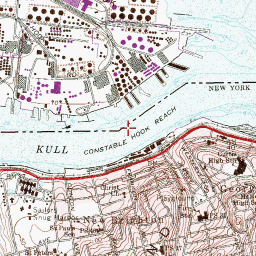 Topographic Map of Constable Hook Reach, NJ