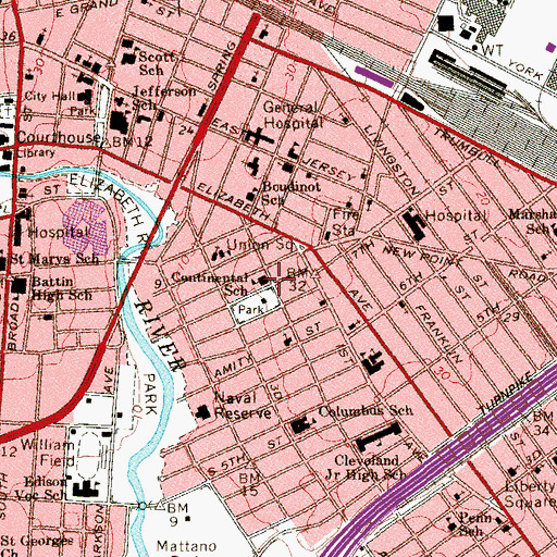 Topographic Map of Peterstown Elementary School, NJ