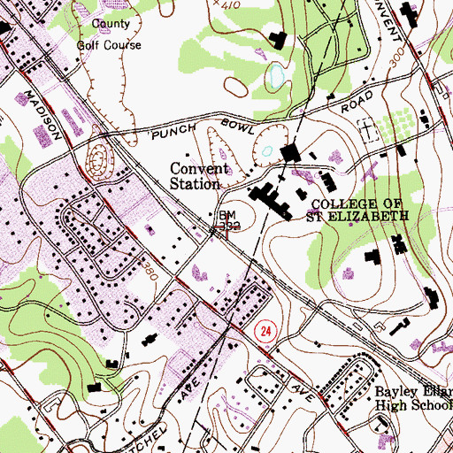 Topographic Map of Convent Station, NJ