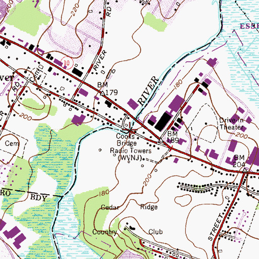 Topographic Map of Cooks Bridge, NJ